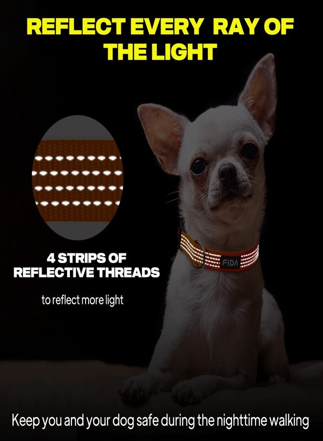 فيدا طوق عاكس للكلاب من فيدا، أطواق نايلون للكلاب بألوان نيون للكلاب الصغيرة/المتوسطة/الكبيرة، أطواق كلاب عالية الوضوح مع مشبك قفل أمان (صغير، برتقالي نيون) - Image 3